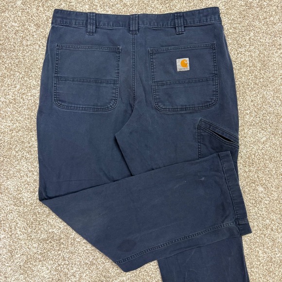 Carhartt Other - Carhartt Work Pants Mens 34x32 Navy Blue Rugged Flex Relaxed Fit Canvas BN2291-M